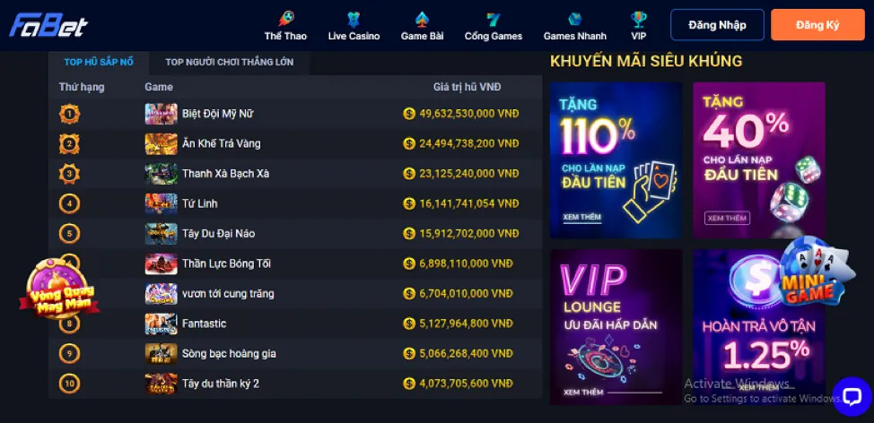 Đa dạng các tựa game nổ hũ tại 1888bet Link